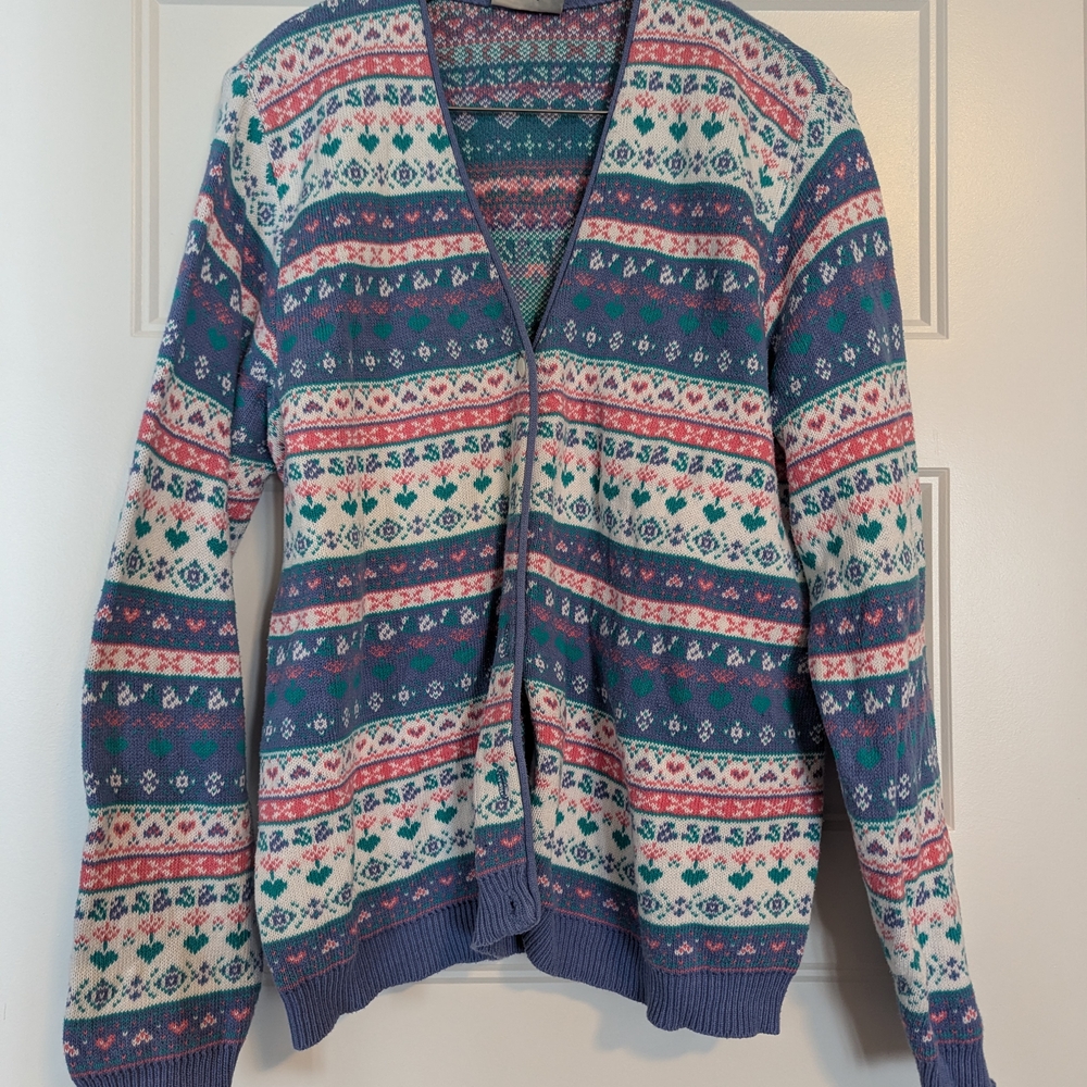 Northern Reflections Multicolor Fair Isle Cardigan - Blue, Cream, Pink, Green